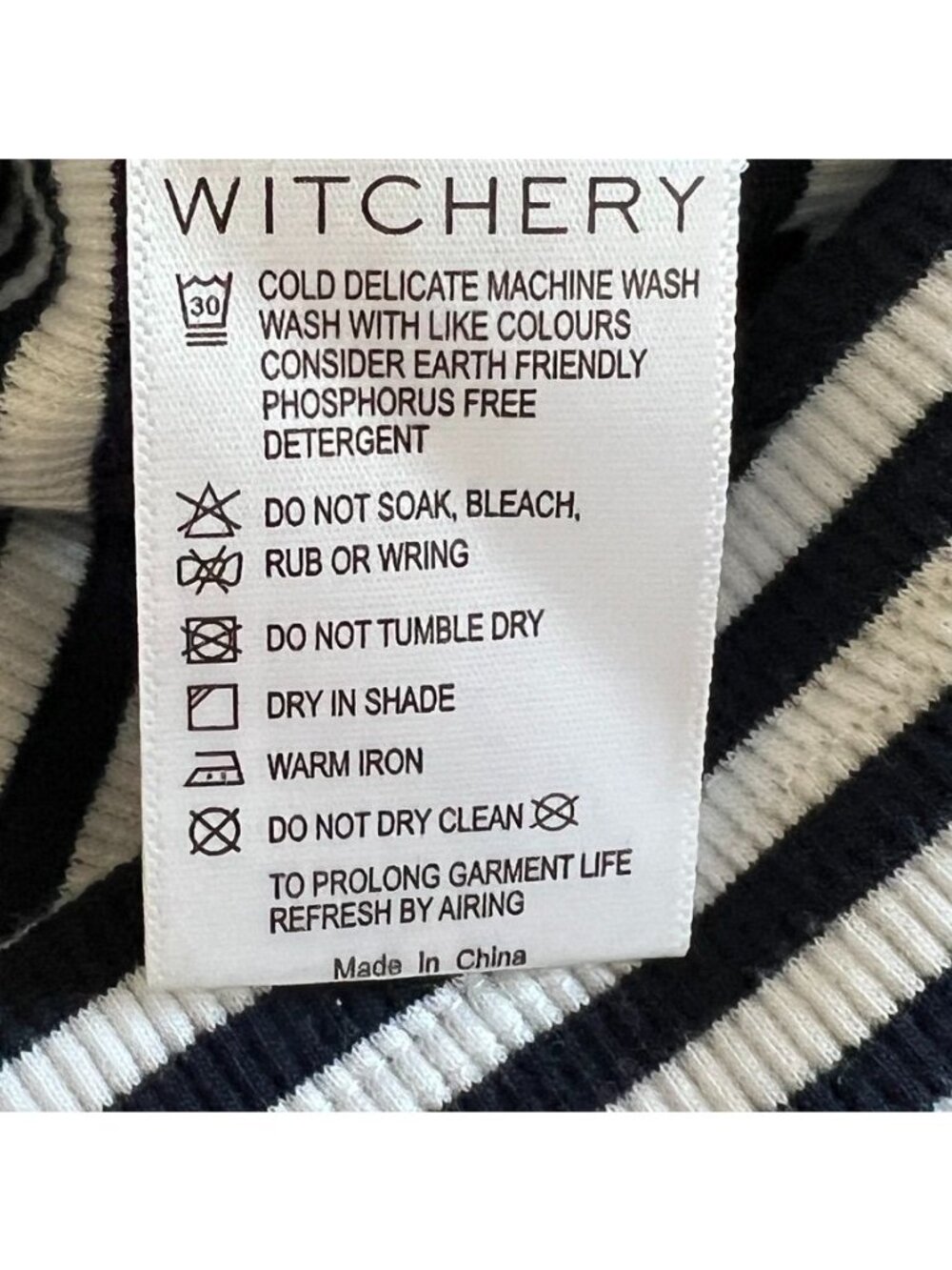 Witchery Navy White Breton Stripe Ribbed Cotton Tank Top Womens Sz 2 Nautical - Picture 6 of 11